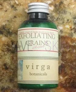 VIRGA BOTANICALS EXFOLIATING GRAINS FRONT LABEL